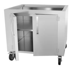 Postolje - 890x825x825 mm - nehrđajući čelik | 2 police | s kotačima - za roštilje na drveni ugljen - kompatibilno s CHOE881 - uključuje 4 kotača | 1 međupodna polica