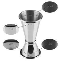 (6 buc) Măsură de bar (jigger) - oțel inoxidabil - 20 ml & 40 ml - cu marcaj de umplere 10 ml & 30 ml