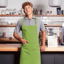 KARLOWSKY | Basic Chef Bib Apron with 2-Section Pocket – Lime - 75×90 cm - Poly-Cotton 65/35