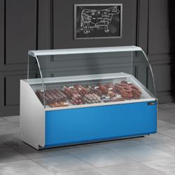 Comptoir vitrine réfrigérée - 1256x979mm - +2/+6°C - 262L - Façade bleue RAL5015