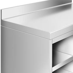 Arbetskåp – för kaffemaskin – 1200x600 mm – med 2 lådor, 1 dörr, sopkorg & uppkantning