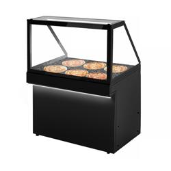 Vitrină caldă profesională TORONTO - 1300 mm - front negru - placă încălzită