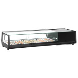 Sushi vitrína s LED osvětlením - 1529x420 mm - 6× GN 1/3 - černá