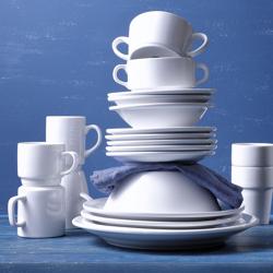 (6 pieces) Porcelain Soup Plates Ø 215 mm – White - Dishwasher-safe - Oven & Microwave Safe