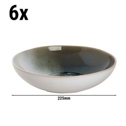 (6 stuks) NORDIC - diep bord - rond - steengoed - Ø225mm - groen/wit