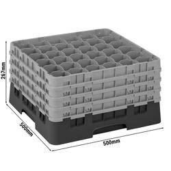 CAMBRO | CAMRACK® Glasswasher Rack – 36 Compartments – 500×500 mm – Black – 1 Extender – 267 mm high