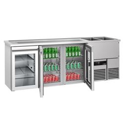 Barkoelkast PREMIUM - 2500x700mm - 3 glazen deuren