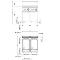 Commercial Gas Pasta Cooker - Twin Tank - Freestanding - 40+40L - 24kW - with Drain Tap