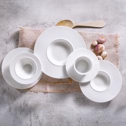 (6 db) WHITE DELIGHT - Leveses csészealj - Ø 19 cm - porcelán - Fehér