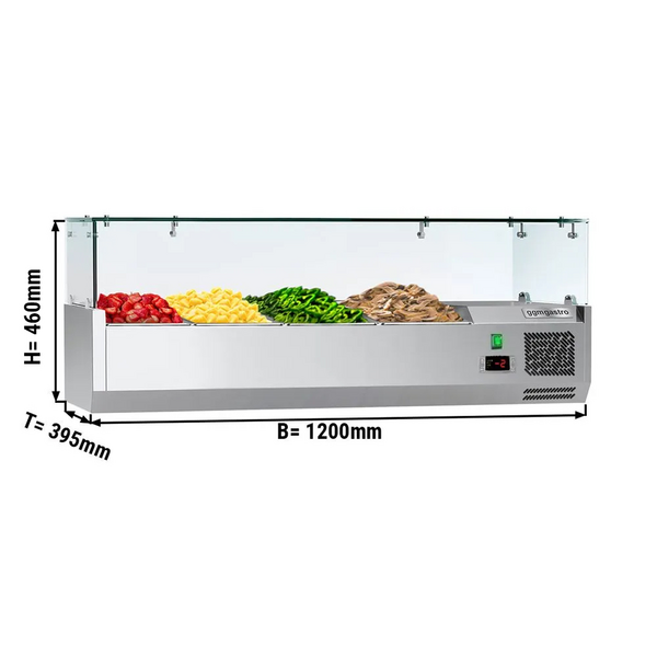 Opzetkoelvitrine ECO - 1200x395mm - 4x GN 1/3