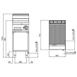 Kaasupaistotaso - 6,9 kW - uritettu - Paistopinta-ala: 395x500 mm - sis. jalustan