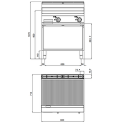 Plaque de cuisson électrique - 9,6 kW - Rainurée