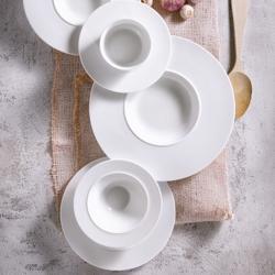 (6 szt.) WHITE DELIGHT - Talerz do makaronu - Porcelana - Ø 300mm - Biały