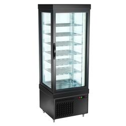 4-Sided Glass Display Freezer - 430L - 670mm - with 6 rotating glass shelves - 1 door - Black
