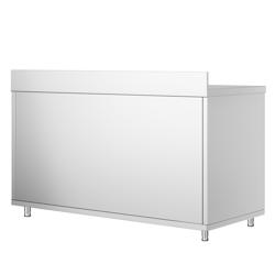 Tavolo armadiato in acciaio inox PREMIUM - 1600x800mm - con 2 porte scorrevoli - con alzatina
