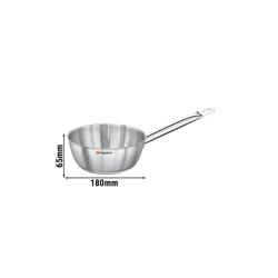 Soté pánev s rukojetí - Nerezová ocel (AISI 304), saténový povrch, sendvičové dno - kónický tvar - 1 l - Ø 18 cm - Výška: 8,4 cm - 189x398x84 mm