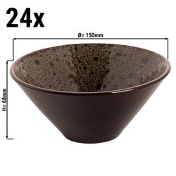 (24 buc) Bol | TURKEY - Steinzeug - 500 ml - rotund - Ø 150 mm - compatibil mașină de spălat vase; pentru cuptor cu microunde; pentru cuptor; până la 220 °C - Maro / Albastru