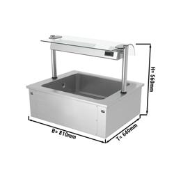 Einbau Eiswanne - 800mm - 2x GN 1/1 - 90 Liter - mit Glas-Hustenschutz