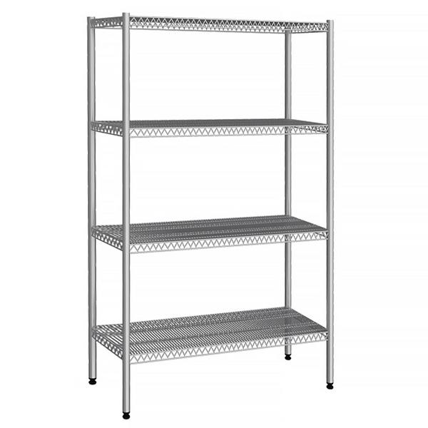 Estante em aço inoxidável - 1080x500mm - com 4 prateleiras em arame (FIXO)