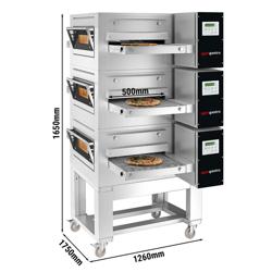 (3 stuks) Elektrische doorloop oven - 1260x1750mm - Digitaal - Bandbreedte: 500mm - incl. onderstel
