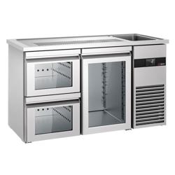 Barkoelkast PREMIUM - 1550x700mm - 1 glazen deur & 2 laden