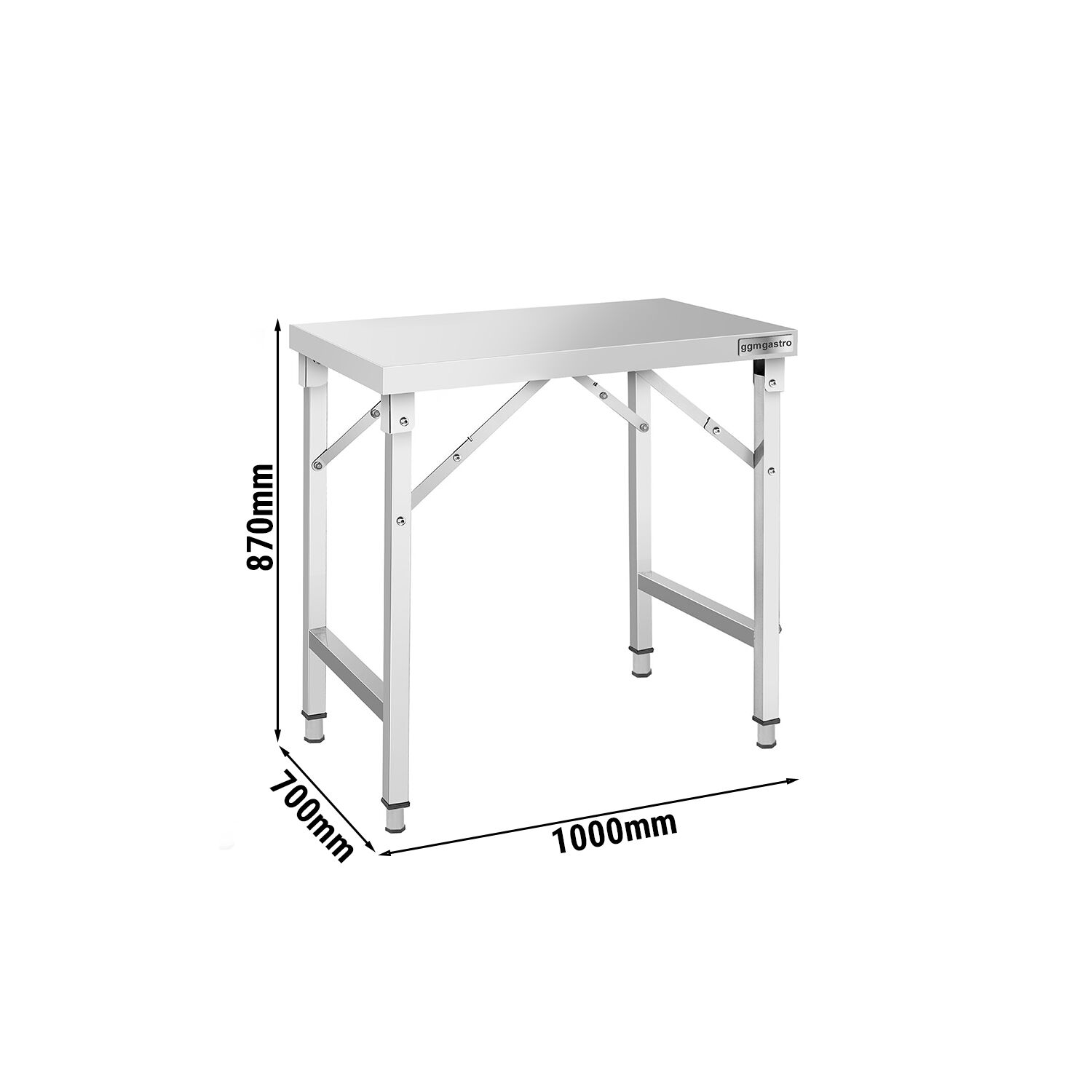 Table de travail en inox – pliable – 1000 × 700 mm