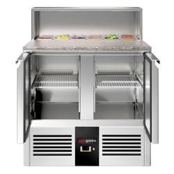 Stół Sałatkowy PREMIUM - 903 mm - nadstawka ze stali nierdzewnej dla 5x GN 1/6 - 2 drzwi	