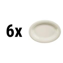 (6 bucăți) SEMPRE - platou/ farfurie - oval - lungime: 230mm II Platou kebab II Farfurie kebab - crem