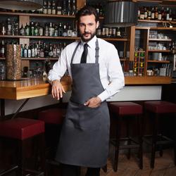 (6 pieces) KARLOWSKY | Basic Chef Bib Apron with Pocket – Anthracite - 750×900 mm - 2-Section Pocket