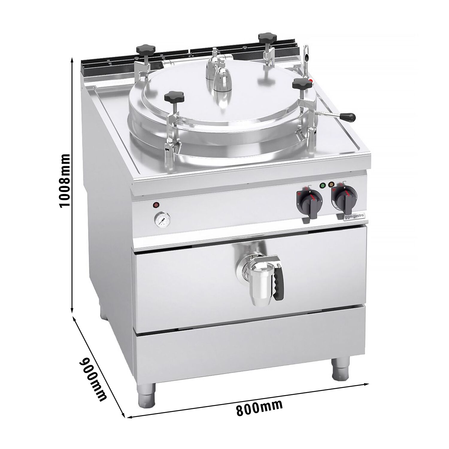 Marmite sous pression électrique - 100L - 16kW - Chauffage indirect - avec arrivée d’eau