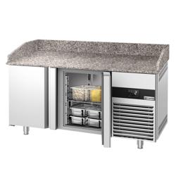 Chladicí stůl na pizzu PREMIUM - 1550x800 mm - se 2 dveřmi - se žulovou pracovní deskou