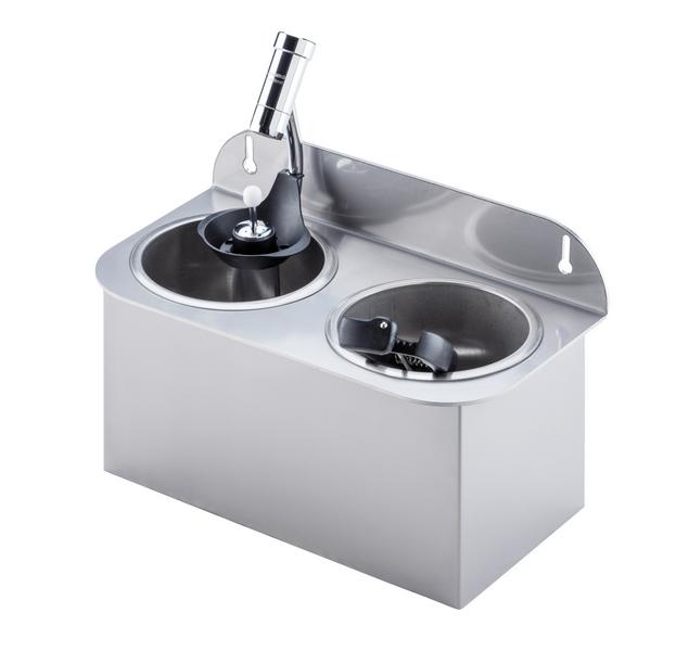 ijsschepspoeler - 312x161x210mm - met geïntegreerde waterstop-automaat & geïntegreerde straalregelaar & terugstroombeveiliging - met geïntegreerde zeefinzet - incl. zeefplaat