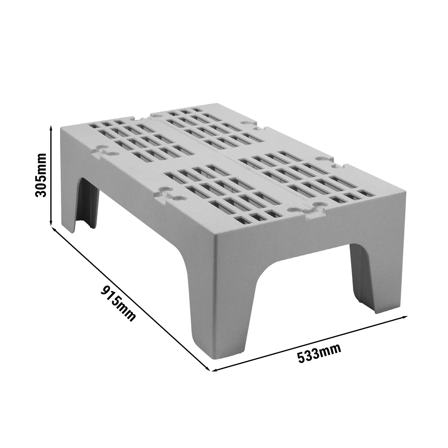 CAMBRO | S Series Heavy-Duty Dunnage Rack – Slotted Surface – 915×533×300 mm – Grey Speckled