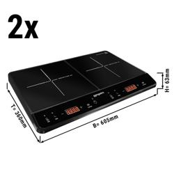 (2 stuks) Inductiekookplaat - 2-delig - 605x360x63mm - 3,5 kW - 2 kookzones rond