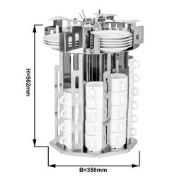 Cup & Saucer Dispenser - rotating - Stainless Steel - Countertop Version