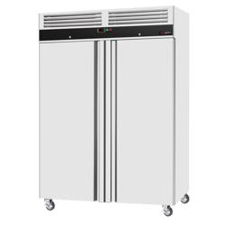 Vrieskast RVS ECO - GN 1/1 - EN 600x400 - 1480mm - 1200liter - tot -18°C - met 2 deuren - geforceerde koeling, automatische ontdooiing & slot - Zwart