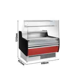 Koelvitrine - 998x953mm - 110 liter - kleur donkerrood - front rood - rechte ruit - met 1 deur - met 1 legroosters