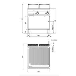 Fry Top Gas Professionale - 14 kW - Rigato - incl. sottotelaio