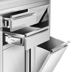 Stainless Steel Floor Cupboard - for coffee machine - 800x600mm - with 2 Drawers & Hinged Doors & Upstand