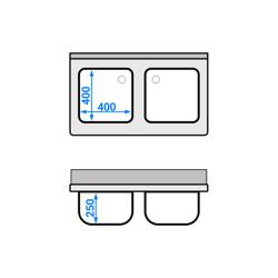 Spülschrank ECO - 1000x600mm - mit 2 Becken mittig