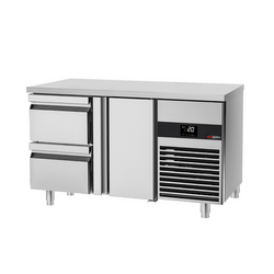 Koelwerkbank PREMIUM - 1400x700mm - met 1 deur & 2 laden - incl. snijplank groen