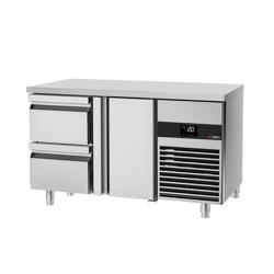 Koelwerkbank PREMIUM - 1400x700mm - kleur groen - met 1 deur - met 2 lades - met snijplank