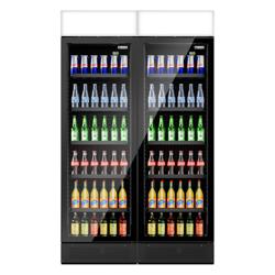(2 stuks) Drankenkoelkast - 1190mm - 345L - frameloze glasdeur - met 2 glasdeuren & lichtbak & LED-interieurverlichting - zwart