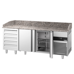 Pizzakylbänk PREMIUM - 2100x800mm - 2 dörrar och 5 lådor