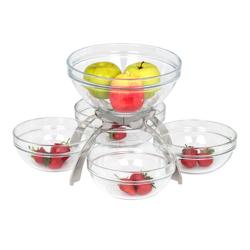 Stojak bufetowy - PREMIUM - Biały - Wys.: 360mm - 4x 200x200mm, 1x 230x230mm miski szklane - z 5 półkami