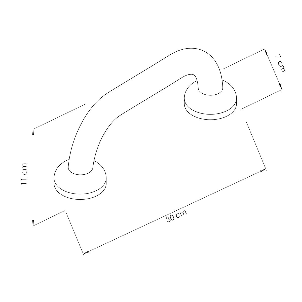 Barre d’appui droite - Acier inoxydable - Longueur: 300mm