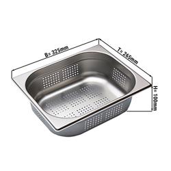 Commercial Stainless Steel GN 1/2 Gastronorm Pan – 99 mm Deep – 265×325 mm – Perforated