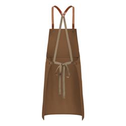 KARLOWSKY | Recycled Bib Apron Green Generation Cross-Back Leather Straps – Cinnamon - 70x85 cm