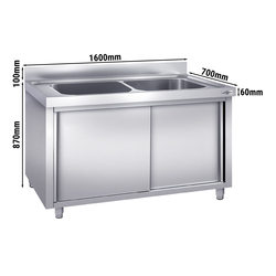 Evier à casseroles - 1600x700mm - avec 2 bacs