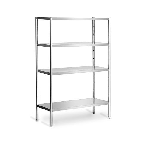 Paslanmaz Çelik Raf PREMIUM - 1400x490mm - 4 Raflı (AYARLANABİLİR) 